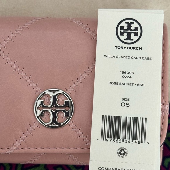 New Tory Burch Willa glazed card case wallet rose pink - Picture 6 of 7
